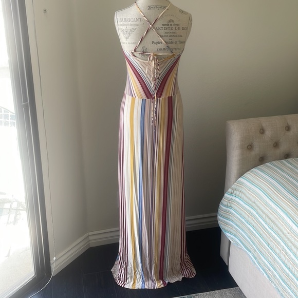 4/$20 Striped strappy back maxi sun dress - Picture 3 of 6